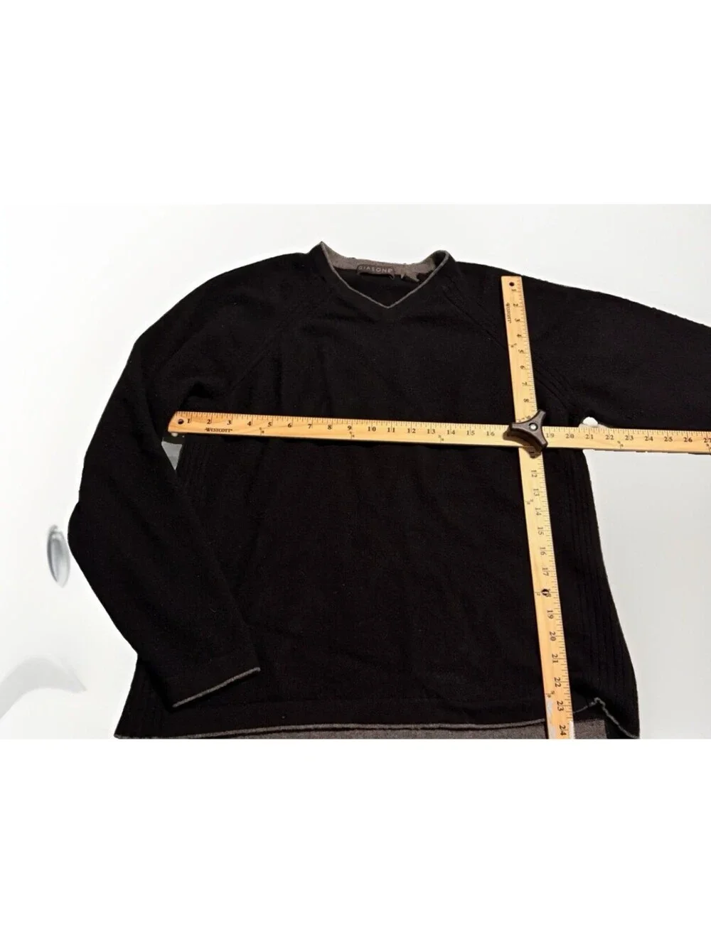 Giasone Mens Black Cashmere Classic Knit V-Neck Pullover Sweater Size XL